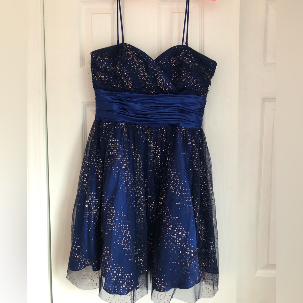 Royal Blue & Gold Glitter Party Dress